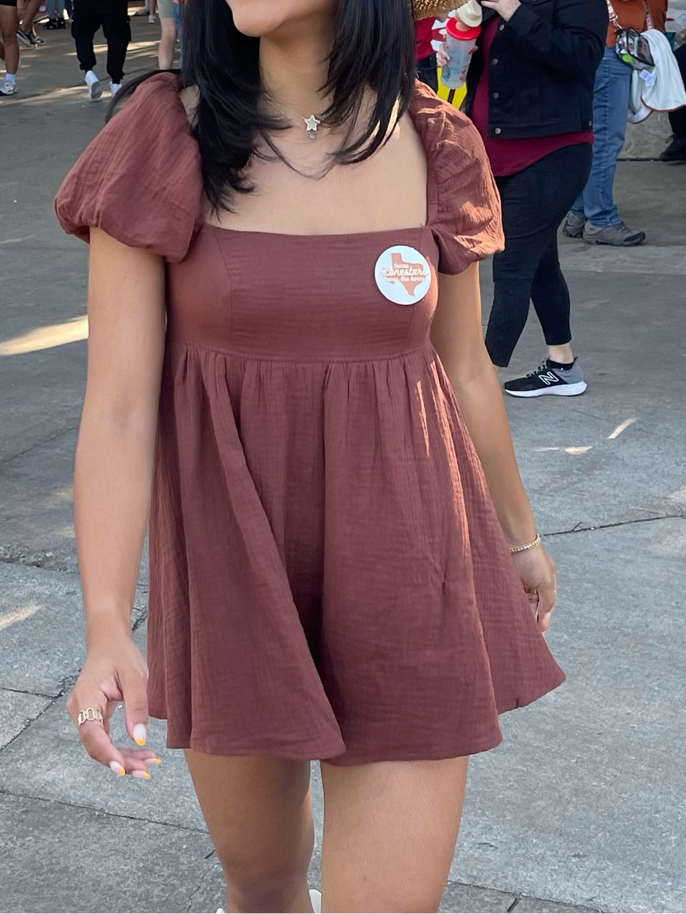 Princess Polly Rust Puff Sleeve Romper